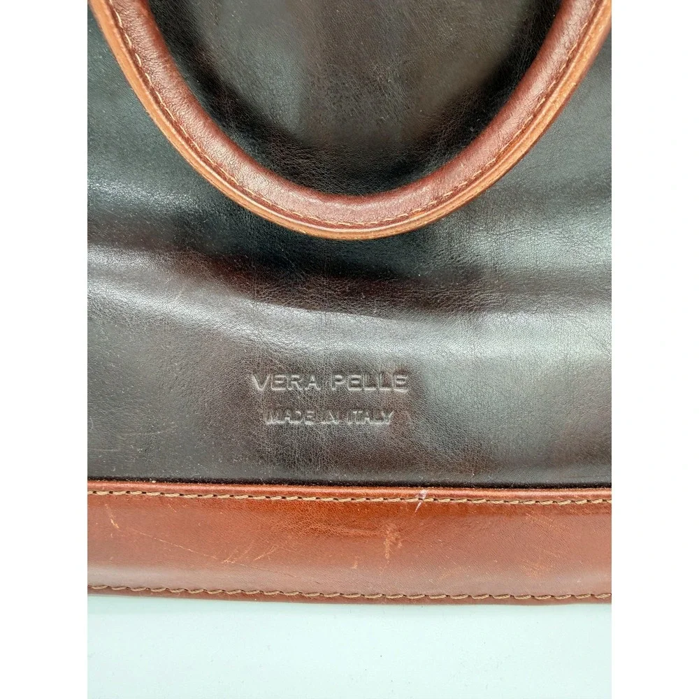 Vera Pelle Satchel Bag Womens Medium‎ Brown Leather Made In Italy Purse